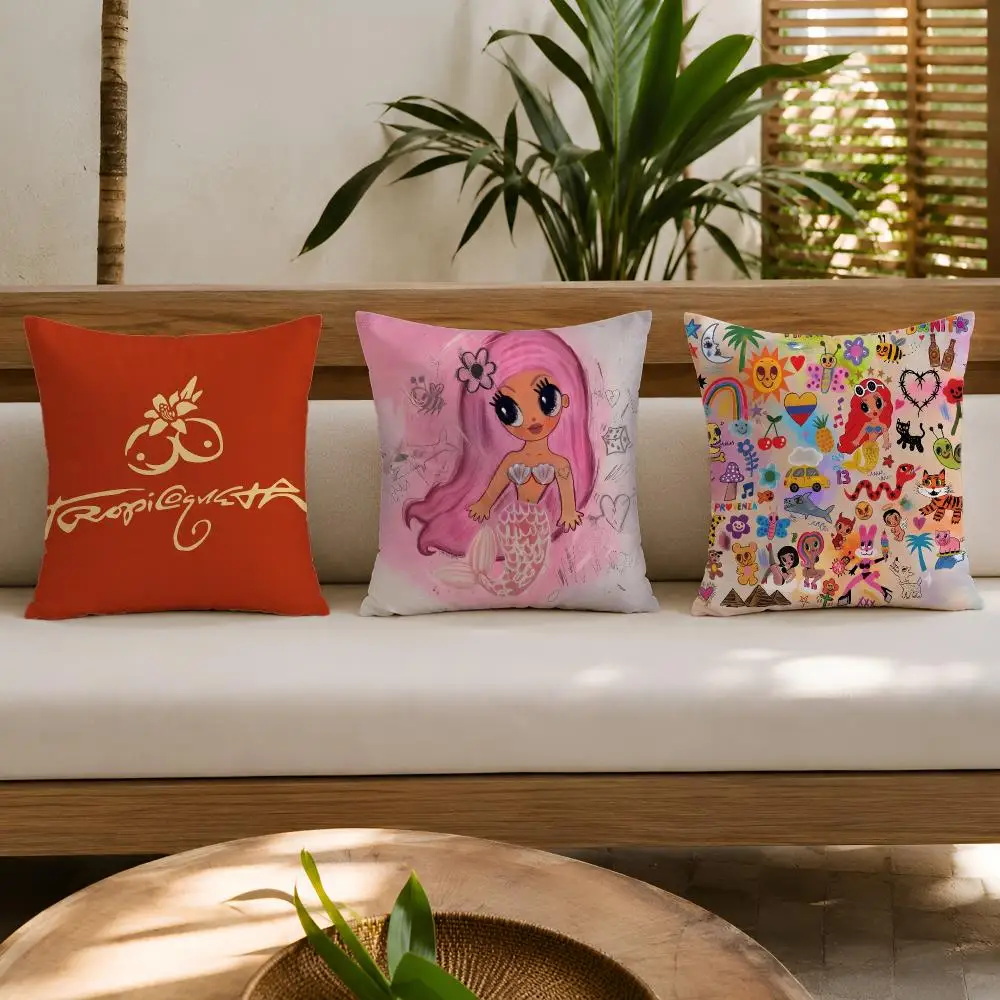 Popular Music Singer K-Karol G Cushion Cover Wrinkle-Resistant Short Plush Pillow Case Breathable Machine-Washable