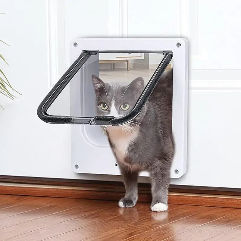 Cat Door with Flap Pet Door, Easy Set-Up, 4 Ways Locking, Weatherproof Safe Cat Doors, Pet Supplies, Window Cabinets