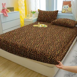 1 Simple Modern Leopard Print Printed Matte Fitted Sheet, Bedroom Printed Bed Cover, Bedding (Excluding Pillowcases)