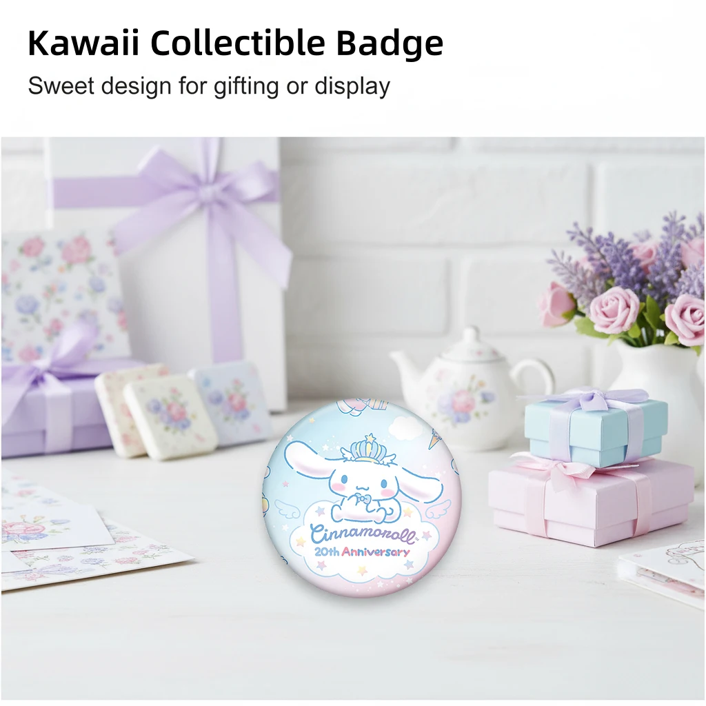 Anime Cinnamoroll Pochacco Knopf Pin Hallo Kitty Cartoon Figur Kuromi Abzeichen für Tasche Mode Cosplay Kostüm Revers Brosche Geschenke