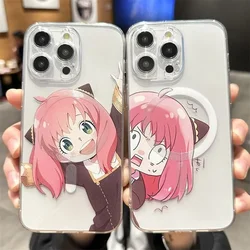Anime SPY FAMILY Anya Forger Magsafe Magnetic Phone Case for iPhone 16 15 14 13 12 11 8 7 Plus Pro Max X XR XSMax Soft Tpu Cover