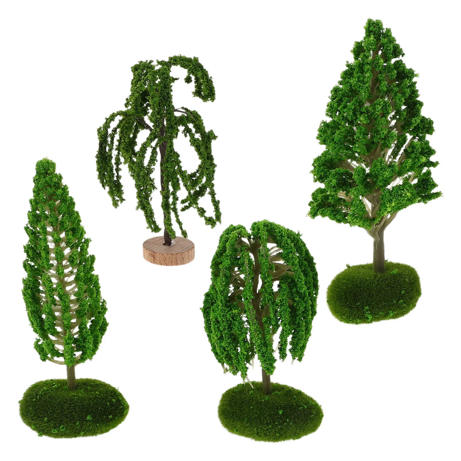 Miniature Landscape Trees 4Pcs Realistic Mixed Size Model Scenery for DIY Railroad Terrain Tabletop Crafts