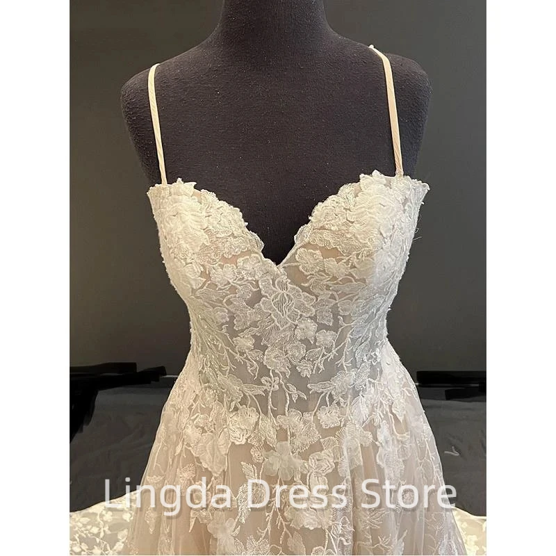 Italian halter A-line sweetheart backless tulle embroidery wedding church outdoor custom new floor-length bridal wedding dress