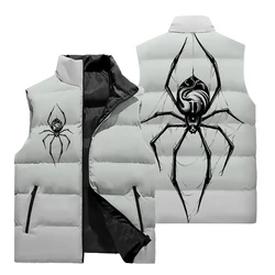 Otoño/Invierno 2024 nueva moda patrón de calavera de terror Color a juego chaqueta de Color sólido Popular para hombres impresa en 3D para el calor del invierno