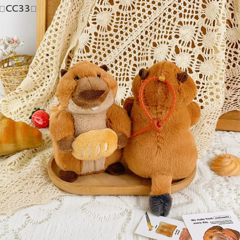〔CC33〕Cute Creative Groundhog Plush Pendant Cartoon Stuffed Animal Doll Keychain Backpack Hanging Decoration Keyring Gifts