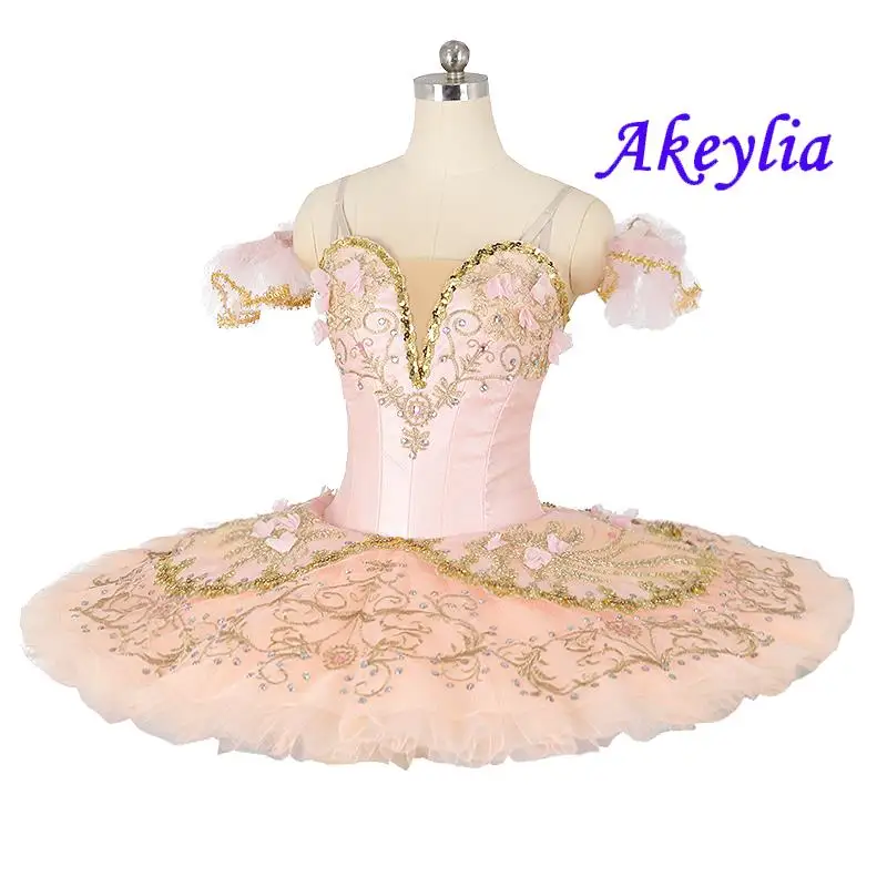 Yellow ballet tutu for girls professional competition skir pink peach children ballet costume pancake tutu stage dance wear 9233