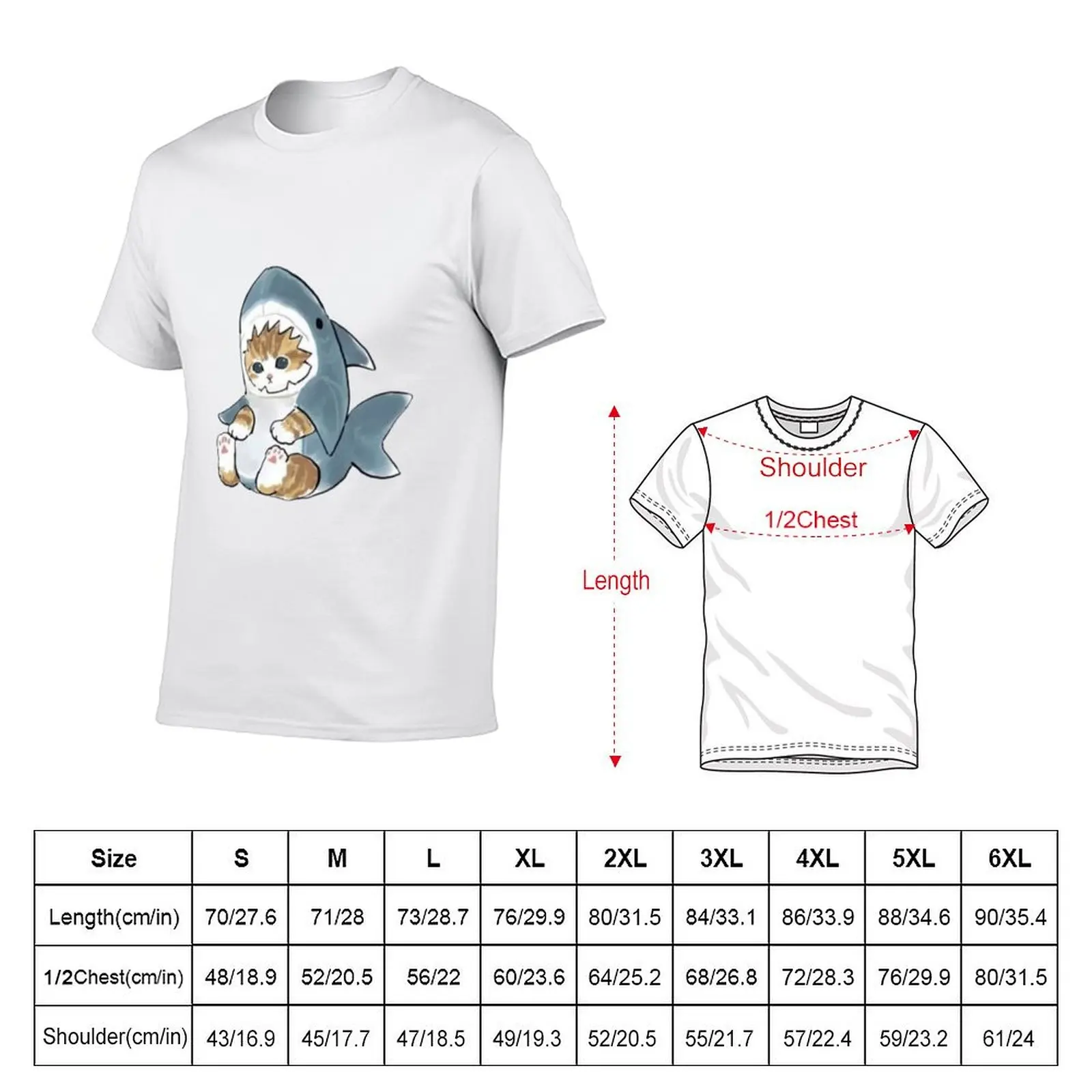 Kawaii cat shark T-Shirt Gym Wear Breathable Short Sleeve Tee view 2