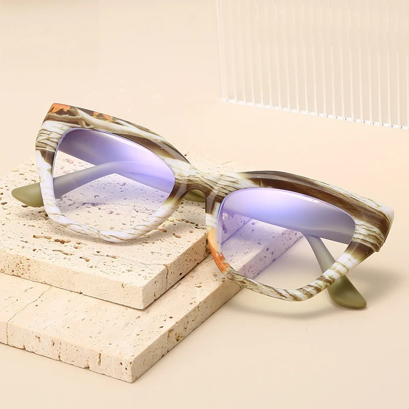Fashionable Cat-Eye Design Printed Pattern Eyeglass Frame European and American Women's Reading Reading Glasses