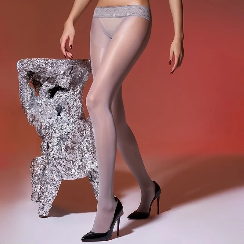 Low Waist Lace Seamless 360 Degree Silk Stockings Women's Oil Brightened Base Layer Pants Tights Anti-Catch Summer Style