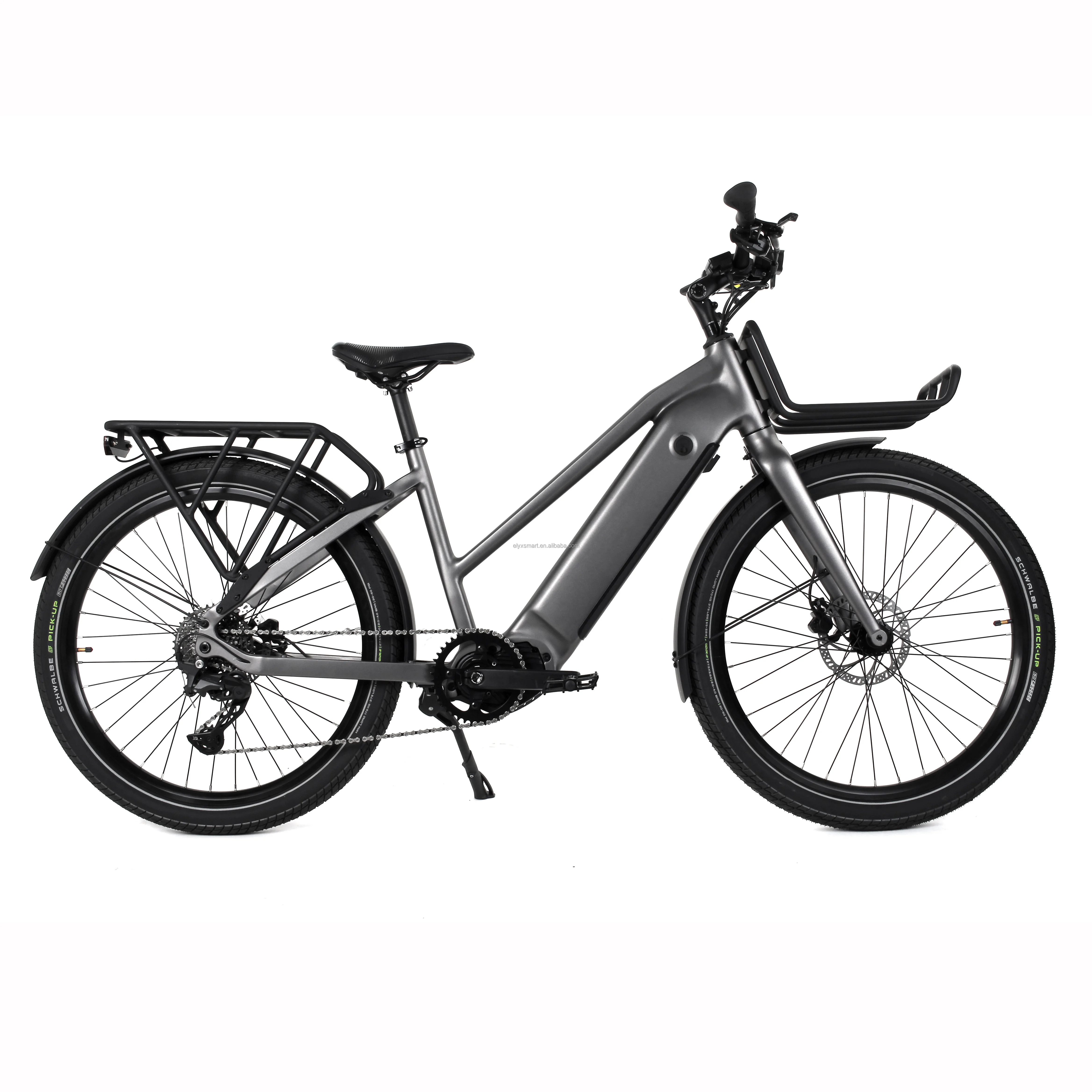 

ATV&UTV27.5 Inch Midtail Trekking Bike with Basket 20Ah Portable Battery Bafang M510 Mid Motor 250W 500W Hub Motor Electric Bike