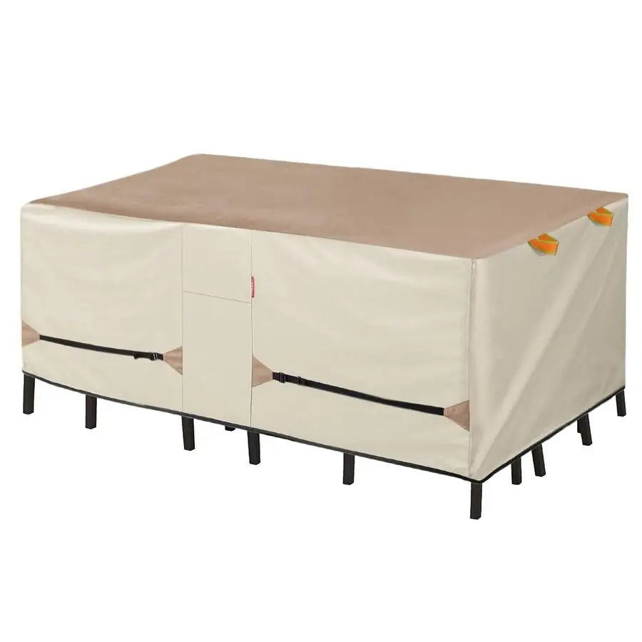 

Patio Table Cover Waterproof Outdoor Dining Table and Chairs Furniture Set Cover Rectangular 108 x 70 inch, Light Tan amp Khaki