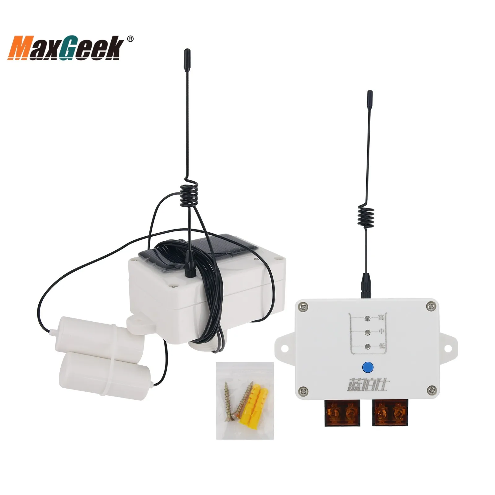 Maxgeek A12 Solar Charging Wireless Water Level Controller Automatic Water Pumping for Home Water Tower Tank