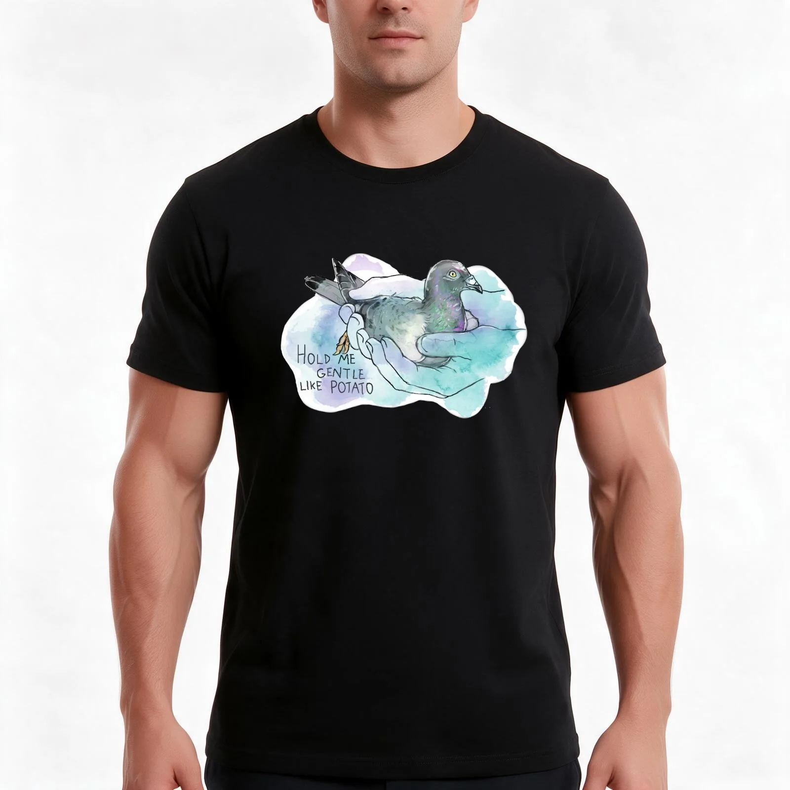 Pigeon Hold Me Gentle Like Potato T-Shirt Summer Casual Cotton Tee Oversized Streetwear Tops Vintage Graphic Print