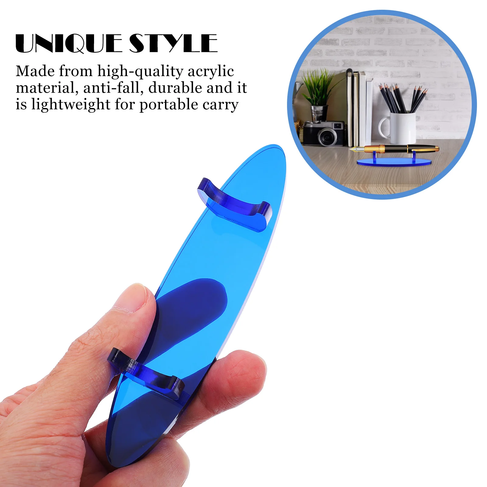 

Acrylic Pen Display Stand Holder for Desk Eyebrow Pencil Rack Blue Organizer Makeup Brush Storage Multi Purpose Show Case