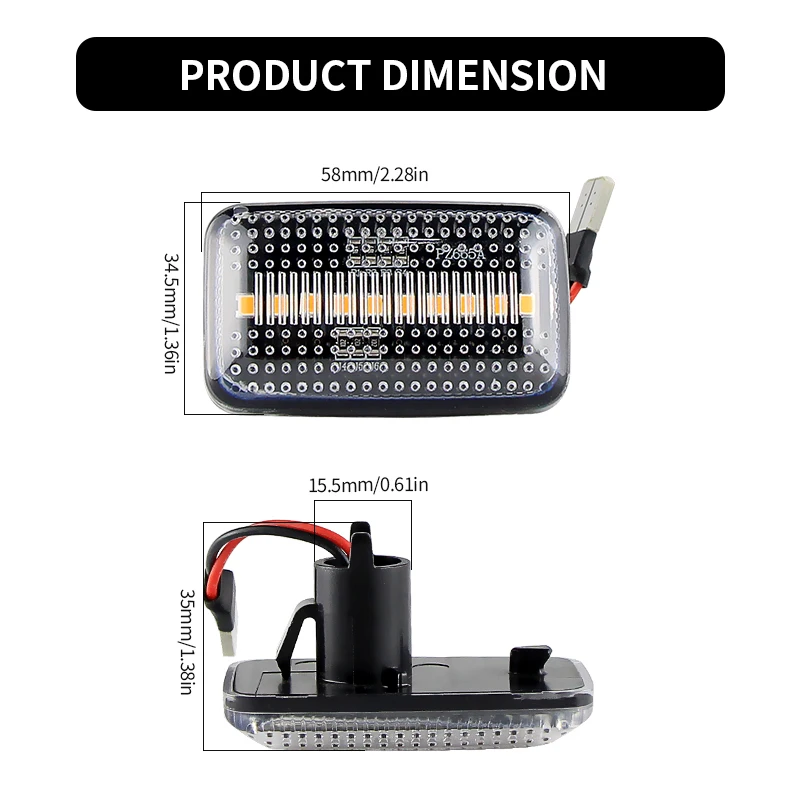 2PCS LED Side Marker Turn Signal Lights Canbus ​For VW Golf I 75-98 II 83-92 Jetta I 79-84 II 84-92 Passat II 80-89 III 88-93