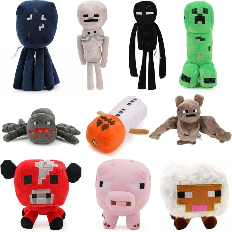 Minecraft Creeper Plush Toys Doll Steve Zombie Bat Squid Mooshroom Enderman Ocelot Pig Baby Sheep Spider for Birthday Gift Toy