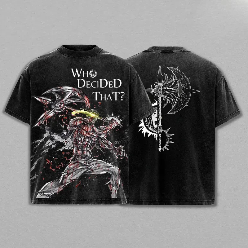 Camiseta Retro con Estampado Gráfico de Escanor de Los Siete Pecados Capitales, para Hombre y Mujer, Estilo Harajuku, de Algodón Suave, Talla Grande, para Verano