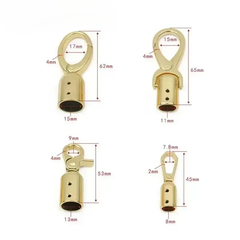 4/10/20Pcs Metal Bag Handle End Caps Tassel Clasp Cord Stopper Buckles for Purse Handbag Snap Hooks DIY Craft Repair Accessories