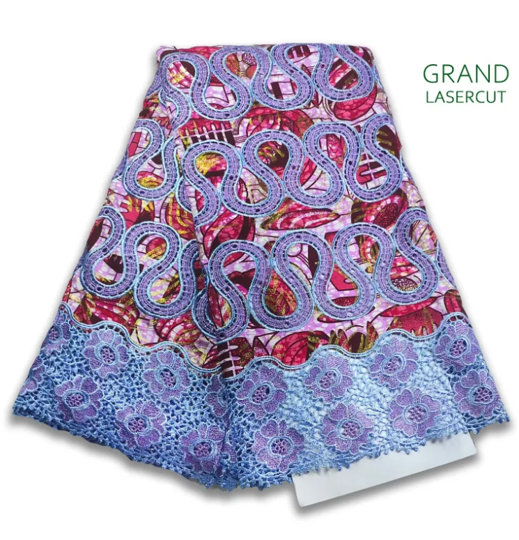 Newest Fashion African Wax Batik LACE Pagne Soft Sewing Fabric 100% Cotton Nigeria Ankara Lasercut Wax Lace Fabric