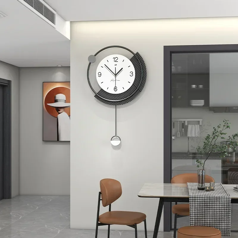 Nordic Circular Wall Clock for Home, Silent Swing Clock, Minimalist Modern Wall Watch, Quartz Hanging Watch, Home Horologe