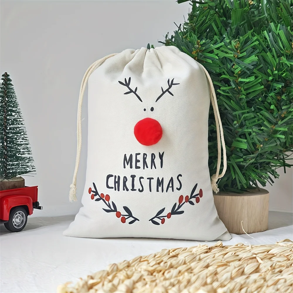 5 قطعة 13*18 سنتيمتر عيد الميلاد قماش الرباط أكياس ثلاثية الأبعاد الرنة عطلة هدية الحقائب ، أكياس الزخرفية احتفالية للاحتفال بالعام الجديد #3