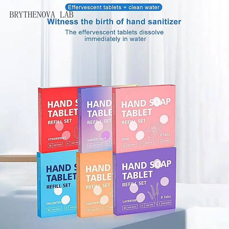 8pcs Foaming Hand Soap Tablet Wash Hand Soap Tablet Refills Refreshing Fragrance Washing Tool for Trip Business Travel