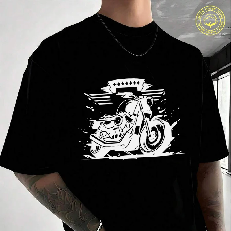 

Men's Moto T-Shirt Minimalist Motorcycle Design Fashion Casual Street Style Suitable For Travel And Sports Tee