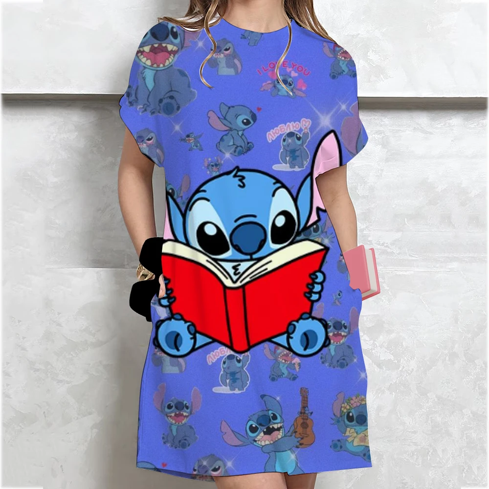 Sundress ชุดลําลองแขนสั้นของผู้หญิงชุดใหม่ขนาดบวกของผู้หญิงหลวมย้อนยุคเย็บพิมพ์เสื้อยืดจั๊มสูท