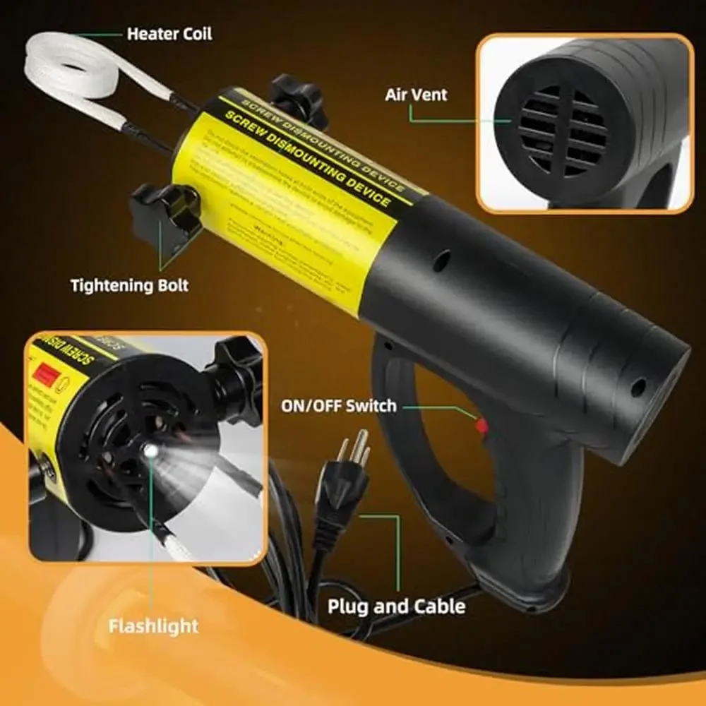 1500W Handheld Magnetic Induction Heater Kit Bolt Removal Tool Rusty Screw Electromagnetic Heat Machine 1472℉ Fast Heating LED
