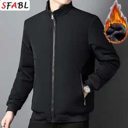 New Vintage Thermal Men's Winter Jacket Fleece Lining Parkas Men Autumn Winter Outerwear Solid Color Fashion Men's Winter Coats