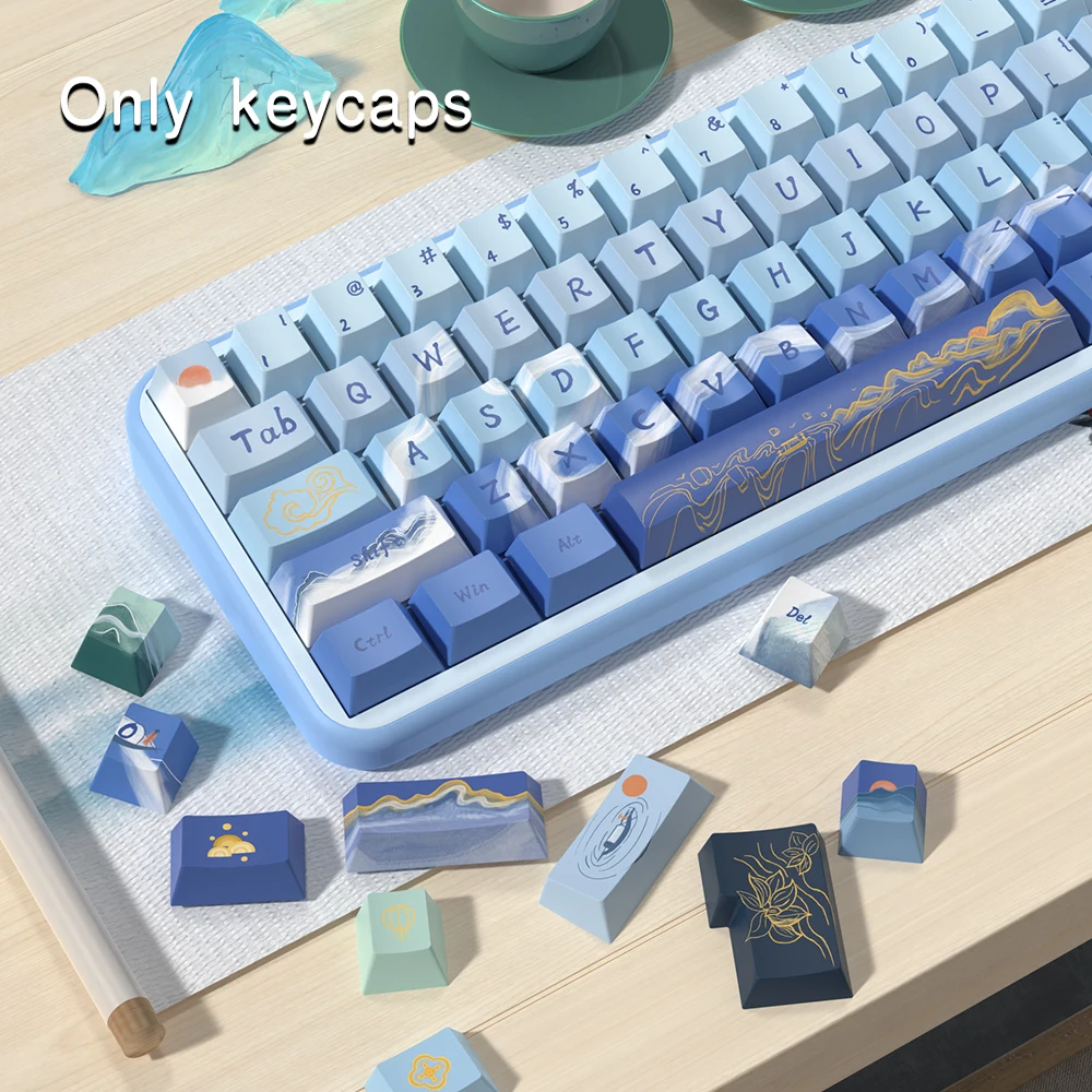 Imagem -06 - Lake Mountain Temáticos Keycaps Altura de Fábrica Original Estilo Chinês Antigo Compatível rk Vgn Mecânica Key Cap 75 8498