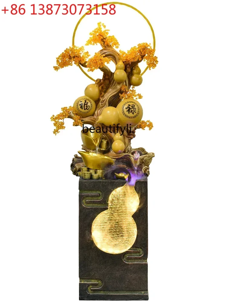 Rockery circulation water fountain fish pond cash cow Chinese living room gourd decoration