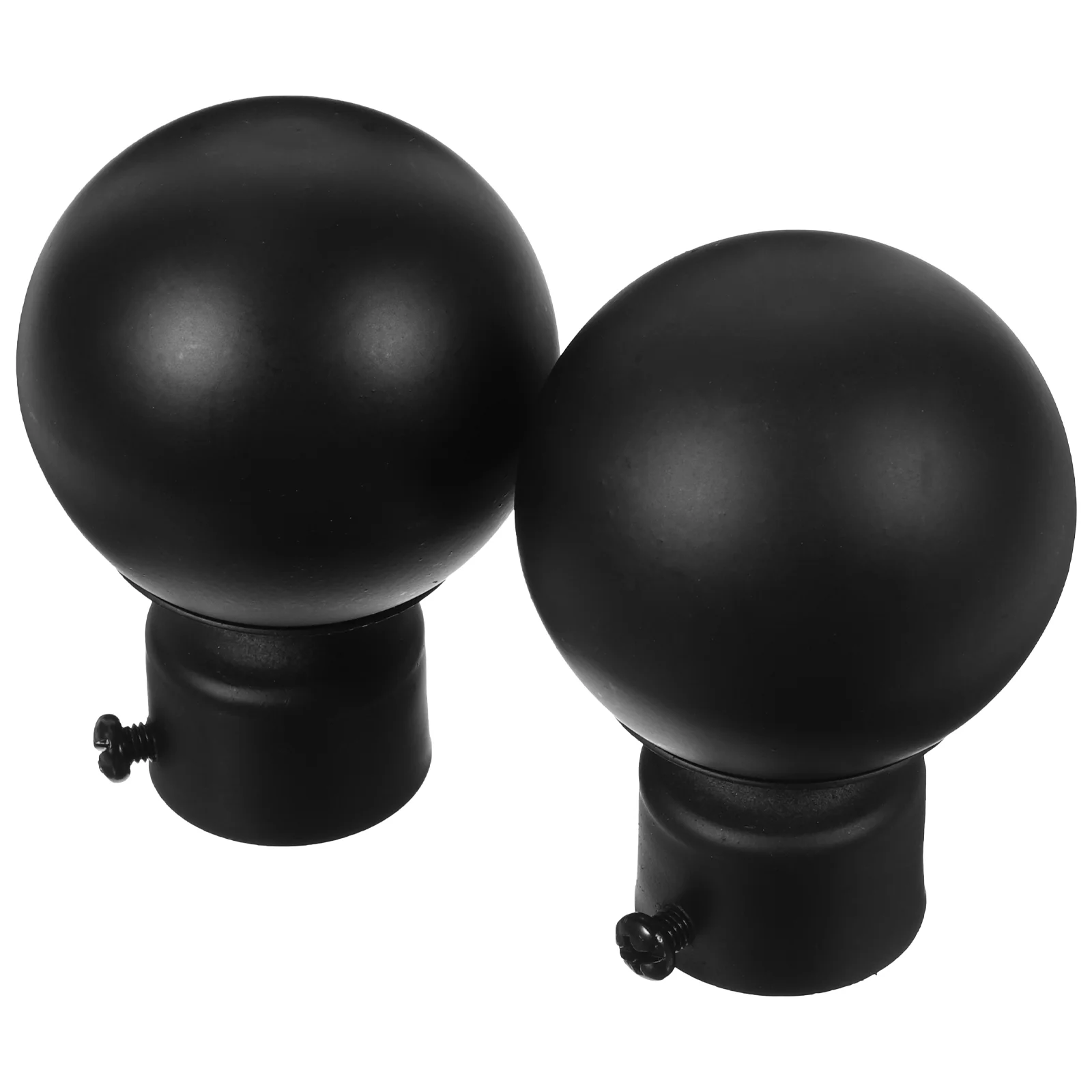 2 Pcs Strong Curtain Rod Drape Finals Knob Anti- Window Pole Head Black Finials End Hardware