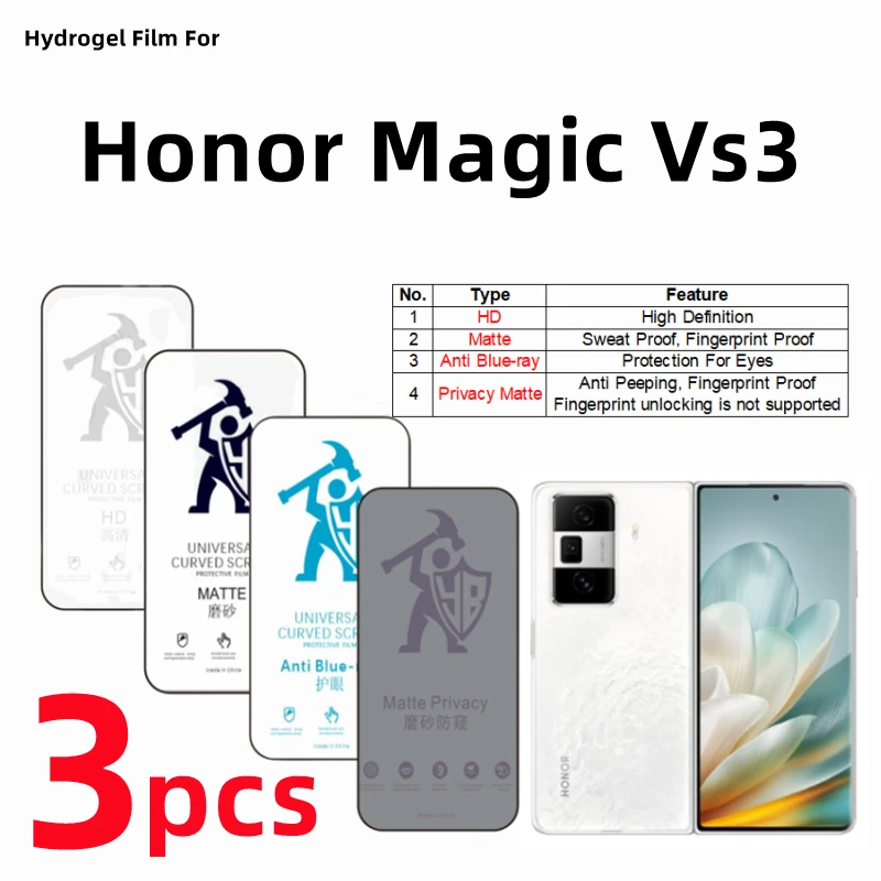 3pcs HD Outer Hydrogel Film For Honor Magic Vs3 Matte Screen Protector For Magic Vs3 Eye Care Anti Spy Matte Protective Film