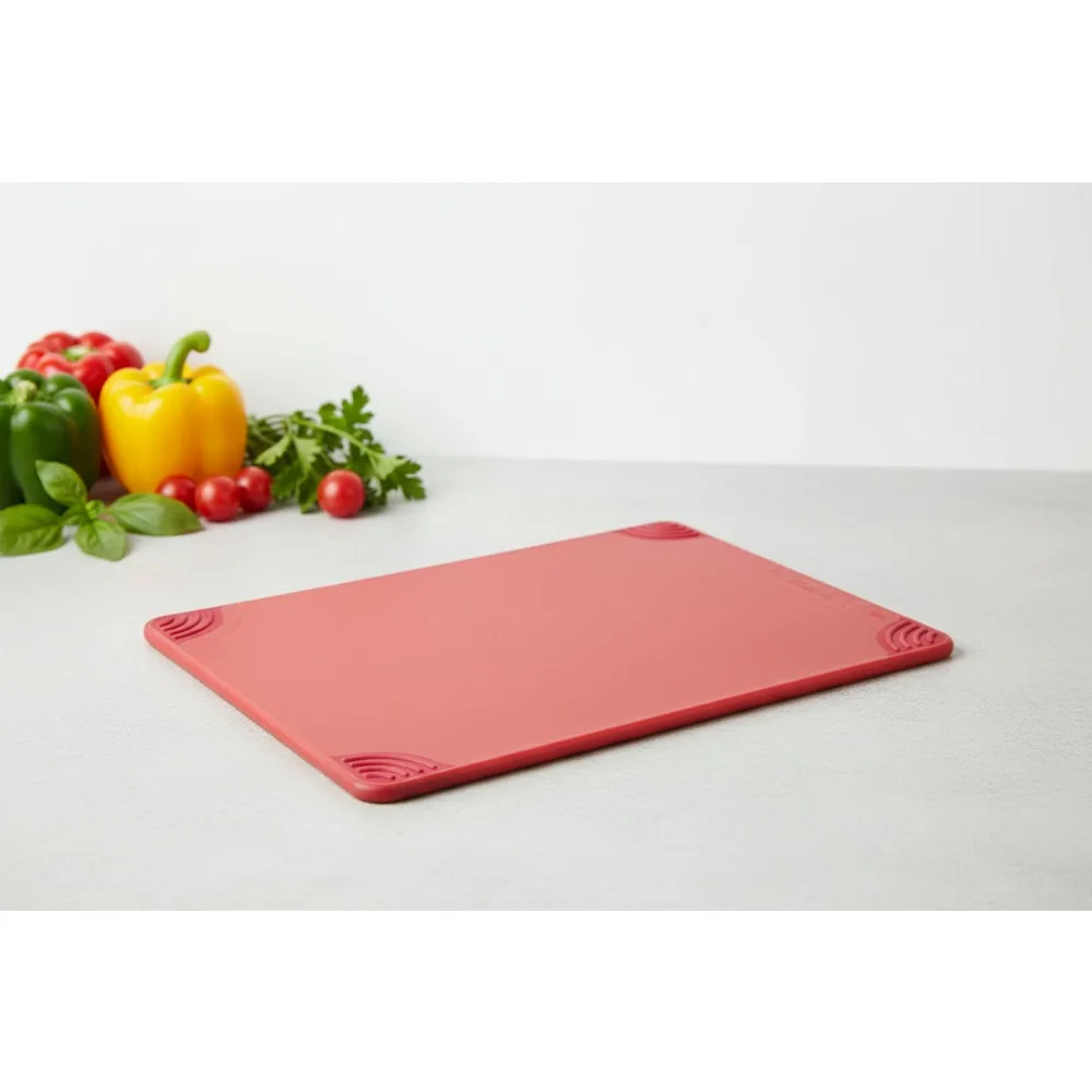 

Профессиональная противоскользящая пластиковая разделочная доска с предохранительным крючком, 15x20 дюймов, красная HACCP с цветным кодированием для безопасности на кухне