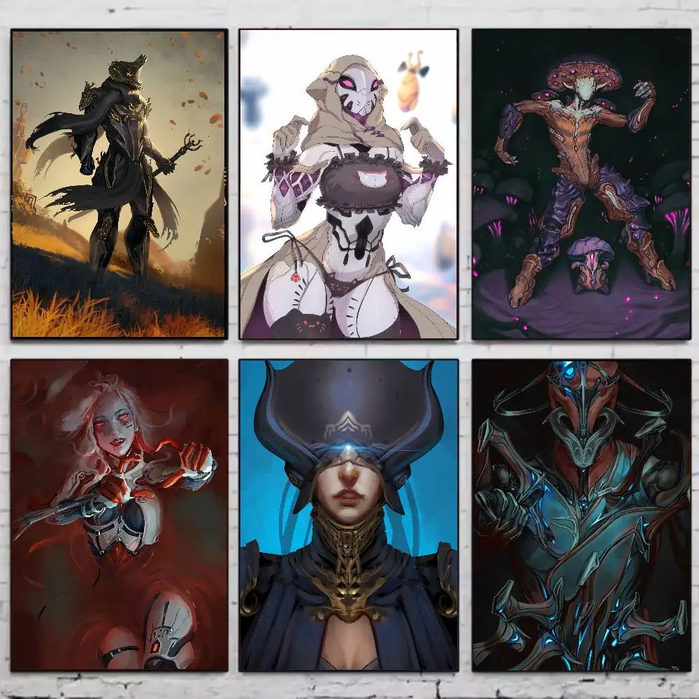 Fashion Cool Video FPS Gaming Warframe Poster Self-adhesive Art Paper Sticker Coffee House Bar Room Wall Decor