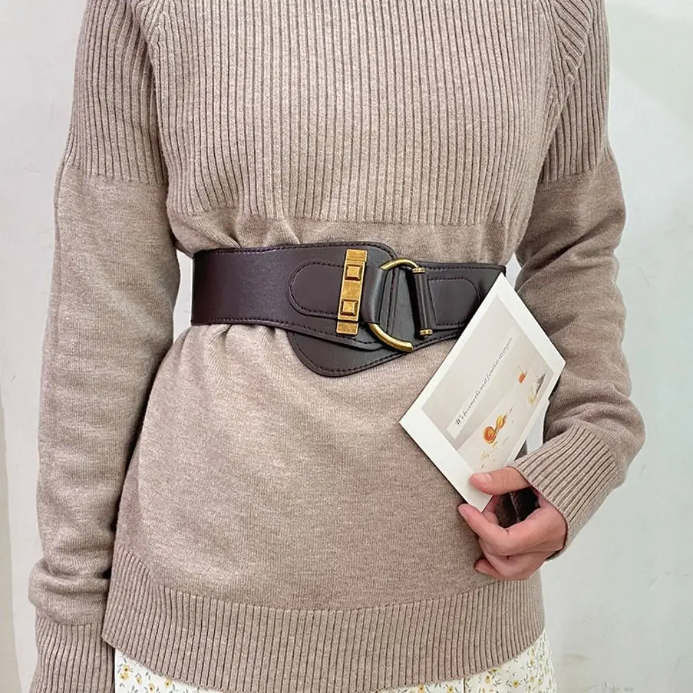 Fashion PU Leather Waist Belt Waist Elastic Wide Belts Alloy buckle Adjustable Belts For Wome Women