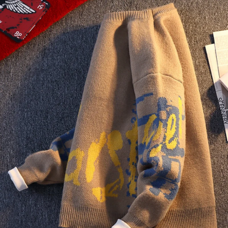 Men's High Quality Autumn Winter Long Sleeves Knit New Sweater Round Neck Jacquard Keep Warm Pullover Trend Leisure Fashion Tops