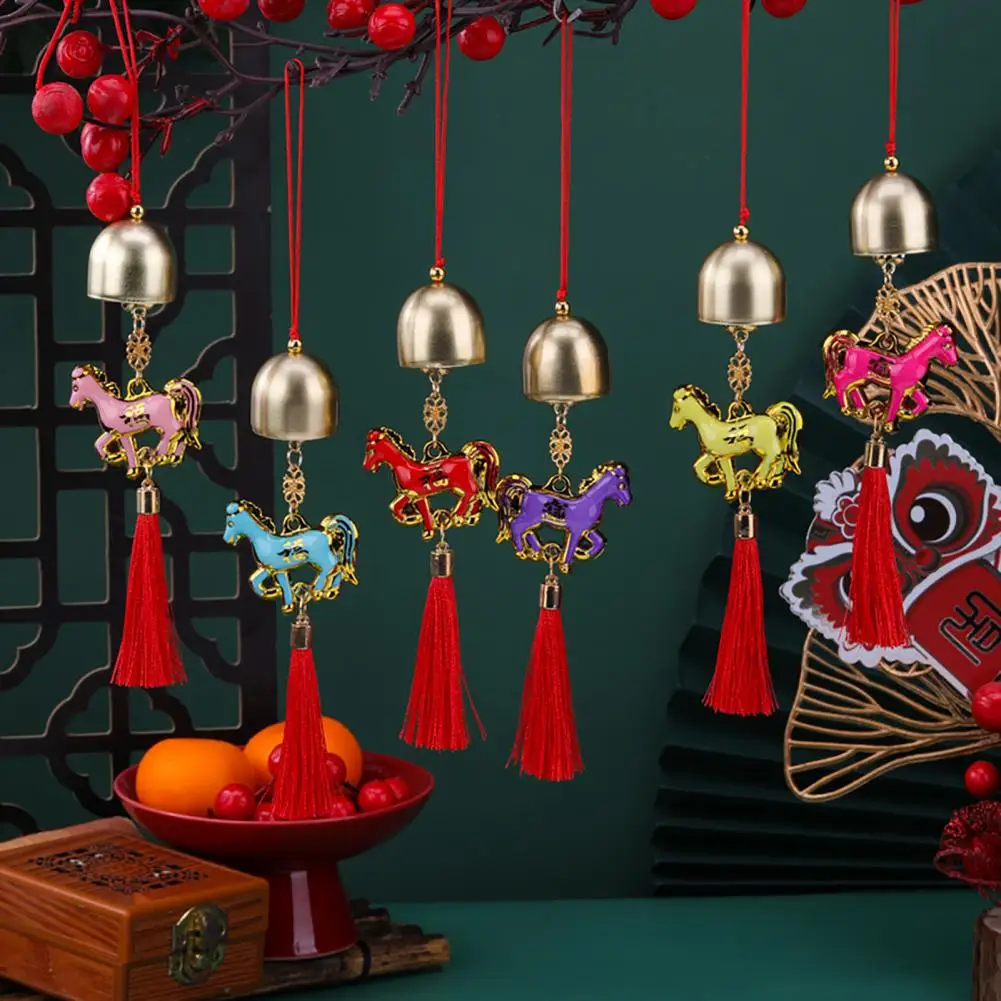 السنة الصينية الجديدة الحصان قلادة 2026 فنغ شوي زودياك الحيوان سحر معلقة شرابة زخرفة مع جرس ثروة الثروة باب المنزل #2