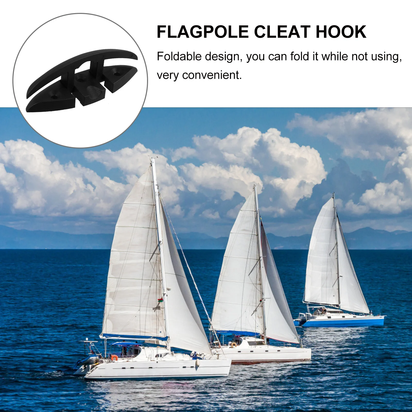 

Foldable Boat Cleat Hook 6.5 Inch Rope Fixing for Flagpole Window Blind Curtain Cord Mount on Yachts Inflatable Boats