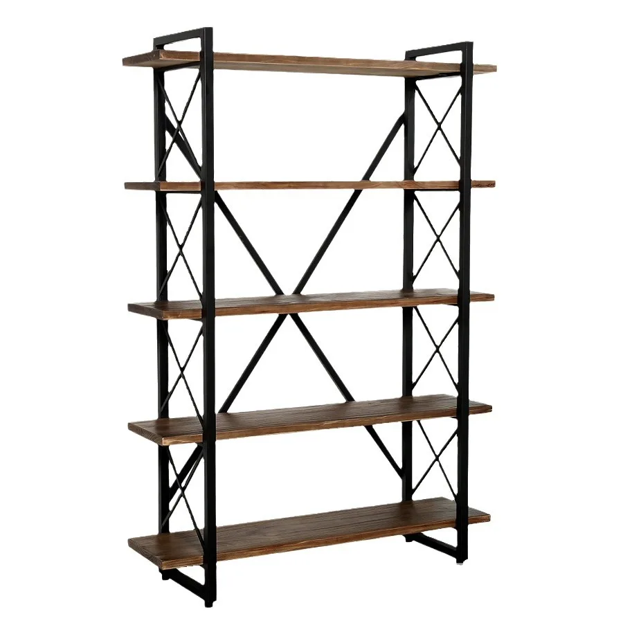 Nordic shelf landing retro solid wood clapboard bookshelf shoe rack living room kitchen American wrought iron storage display ra