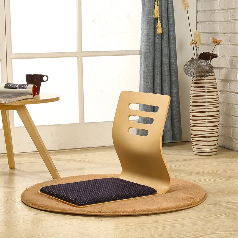 

(4pcs/lot)Modern Japanese Zaisu Chair Wooden Oriental Furniture Living Room Tatami Floor Legless Wood Chair For Restaurant Cafe