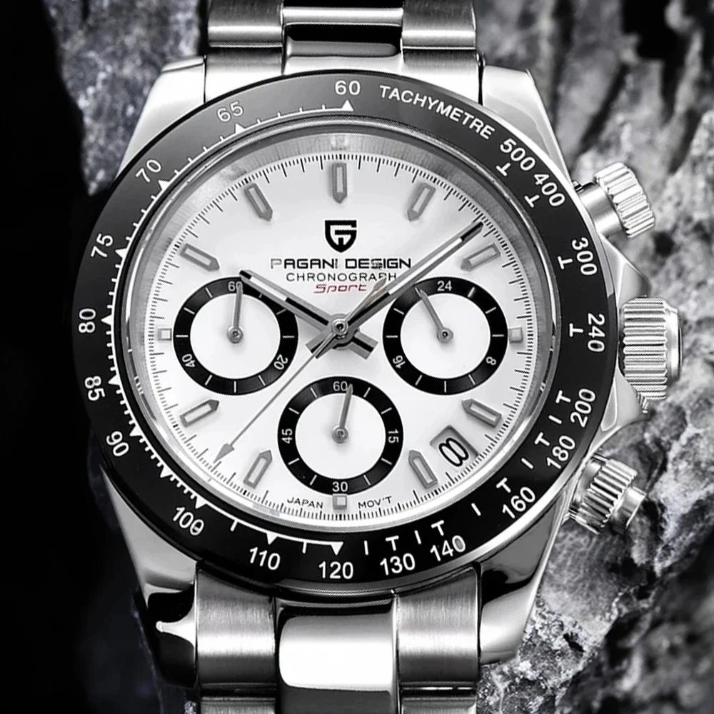 Original New PAGANI DESIGN PD-1664 / PD-1644 Japan VK63 Movt Quartz Wristwatches Sapphire Waterproof Chronograph Reloj Hombre