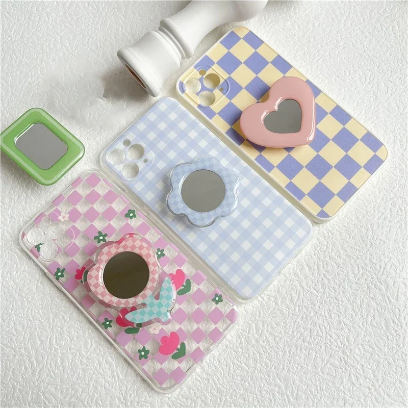 Cute Mirror Tulip Flower Folding Mobile Phone Grip Holder Socket Pocket Support for IPones Finger Ring Griptok Expanding Stand