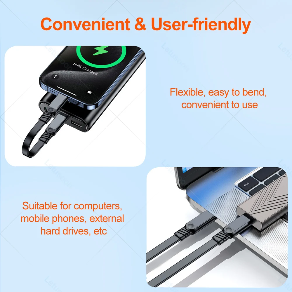 Flat 3A 60W Fast Charging Cable Type C to C 10Gbps USB A to C Data Cable USB3.2 3 2 Cord for External Hard Disk Phone Laptop Gen