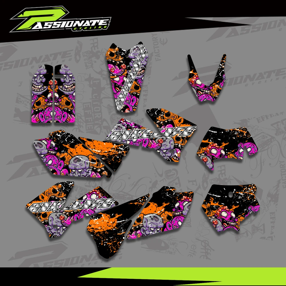 

For KTM 125 200 250 300 400 450 525 540 EXC 2005 2006 2007 Full Graphics Decals Stickers Kit Custom Number Name Stickers
