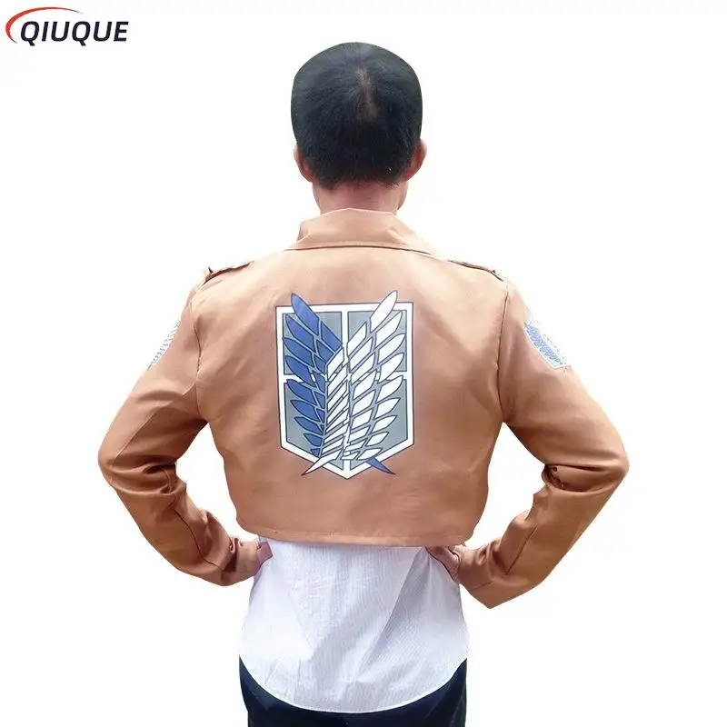 Eren disfraz de Anime para niños y adultos, chaqueta de Shingeki no Kyojin, abrigo de Legión Scout, Jiyuu impreso, no Tsubasa