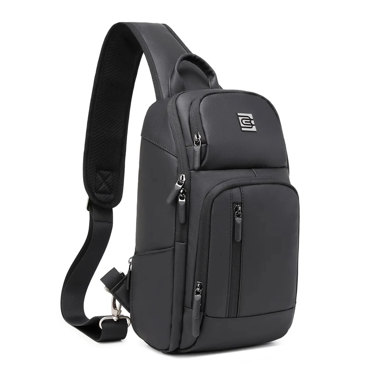 Large Capaci Motorcycle Riding Crossbody Bag Men's Shoulder Bag Leather Film Backpack Casual Pure Color Zipper Closure