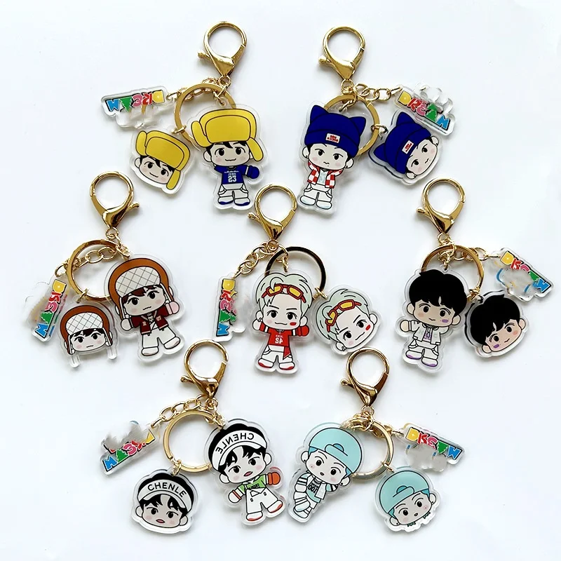 3pcs Kpop Keyring JAEMIN JENO MARK HAECHAN RENJUN Acrylic Double-Sided Keychain Backpack pendant Accessories