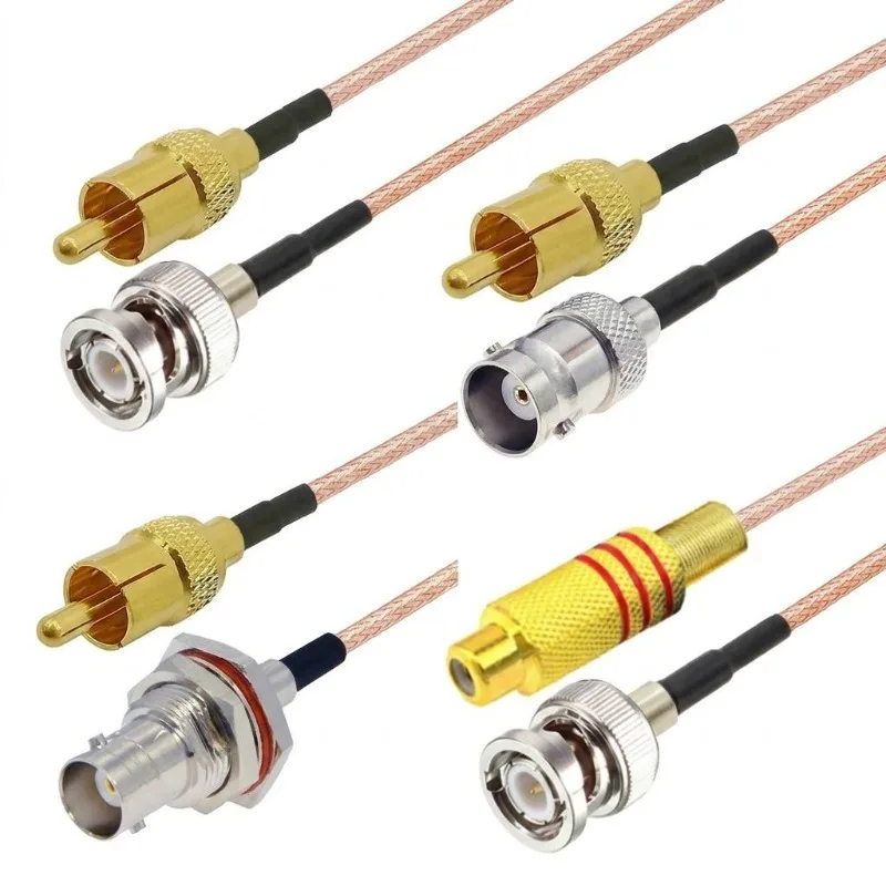 Premium BNC to RCA RF Coaxial Cable | Silver-Plated RG316 Low Loss Jumper for CCTV Video Monitoring Ham Radio SDR